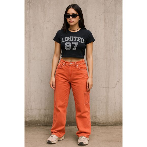 Forever 21 Orange Carpenter  Women’s Size 26 Straight Leg Utility Y2K Streetwear - Picture 1 of 9